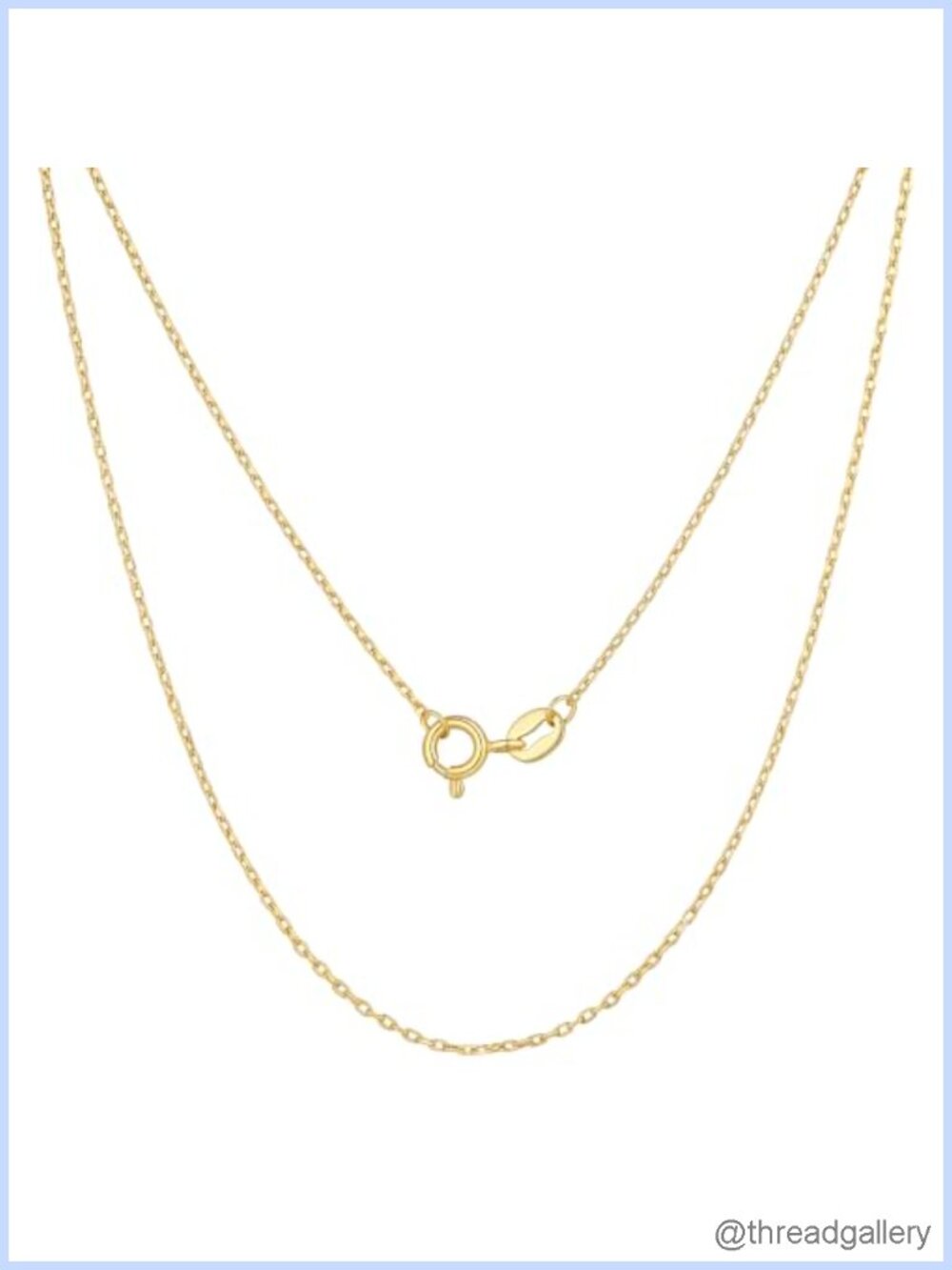 14k Gold Plated Cable Chain Necklace Women 1.1mm 16in Spring Ring Clasp